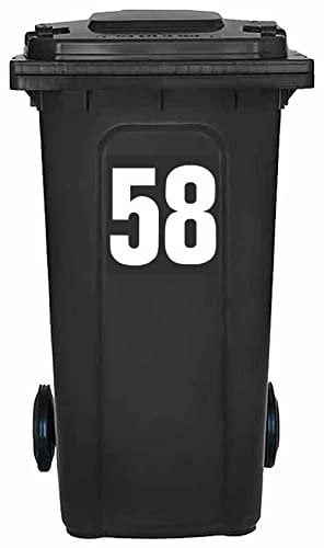 Pack of 4 White Wheelie Bin 58 Sticker (17 cm) Waterproof Bin Stickers Packwith® #PBN10-58