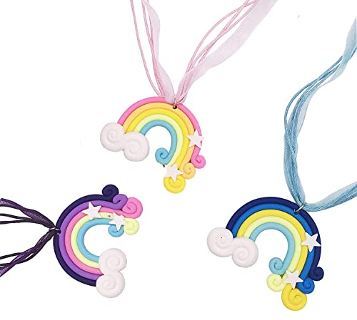 ENSTAB 9 Stück Regenbogen Halskette Mädchen für Kindergeburtstag Geschenke