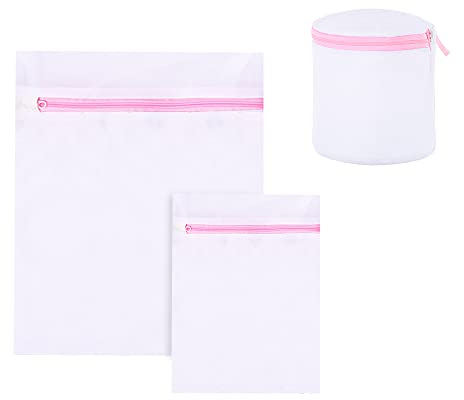 WYAN 3 Stück Netz-Wäschenetz mit Reißverschluss,Wäschesäcke Wäschenetze für die Waschmaschine,für Bluse, Schuhe, BH, Unterwäsche, Babykleidung(3 Größen)