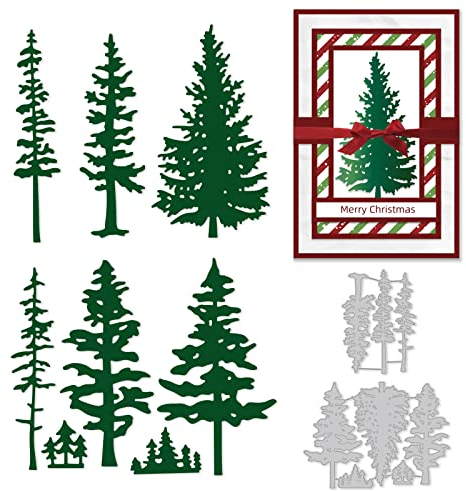 GLOBLELAND Christmas Tree Cutting Dies Metal Pine Trees Plant Frame Embossing Stencils Die Cuts for Paper Card Making Decoration DIY Scrapbooking Album Craft Decor