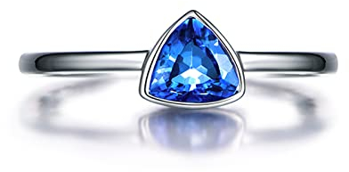 Tansanit Ring Weißgold 750, Verlobungsring Damen Gold 18 Karat gr.66 (21.0) Damenring mit Tansanit 0,58 Karat