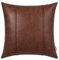BRAWARM Dunkelbraune Leder-Kissenbezüge 50,8 x 50,8 cm – Kunstleder-Kissenbezug mit Paspelierung, handgenähtes Leder-Wurfkissen für Couch, Sofa, Bett, Wohnzimmer, Heimdekoration