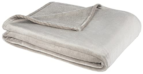 Hometex Premium Textiles Cashmere Touch Kuscheldecke | Hochflor-Flausch Sofadecke | Kuschelig weich & hautsympatisch | 180 x 220 cm Hellgrau