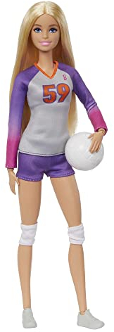 Barbie Tú Puedes ser Made to Move Jugadora de Voleibol Muñeca Rubia Profesiones con Accesorios, Juguete +3 años (Mattel HKT72)