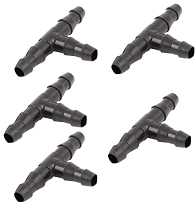 A ABSOPRO Fischbecken 3-Wege T-Stück Adapter 5mm Aquarium Luftschlauch Schwarz Satz von 5