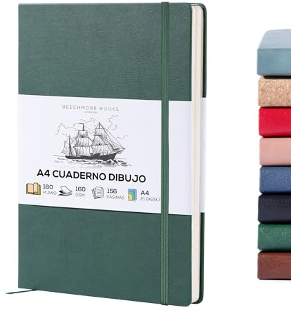 Beechmore Books A4 8.5x11 Mixed Media Sketchbook 160 GSM/98LB with Gift Box | Hardcover Art Journal with Lay-Flat Binding, 156 Perforated Ivory Pages for Drawing, Ink & Light Watercolor