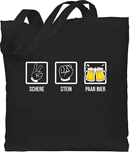 Baumwolltasche - & Alkohol Damen - Schnick Schnack Schluck I Schere Stein Papier I JGA Trinksprüche Malle I Alkoholliebe I Party I Saufen I Bierliebhaber I Trink Spruch - Unisize - Schwarz - tasche