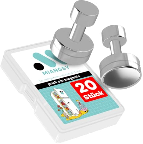 Miangsy 20 Stück Magnete Stark, für Magnettafel, Kühlschrank, Büro und Schule - Silber