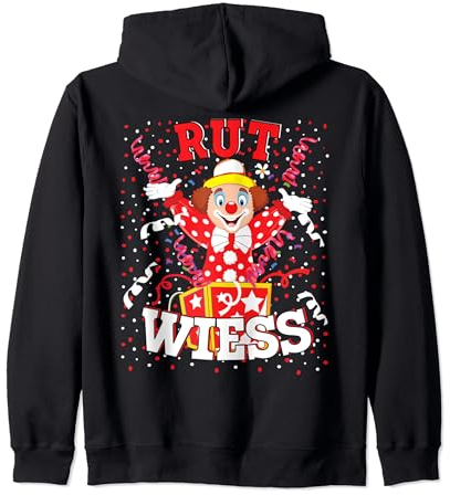 Rut Wiess, Karnevalskostüm Köln Rot Weiß konfetti Clown Kapuzenjacke