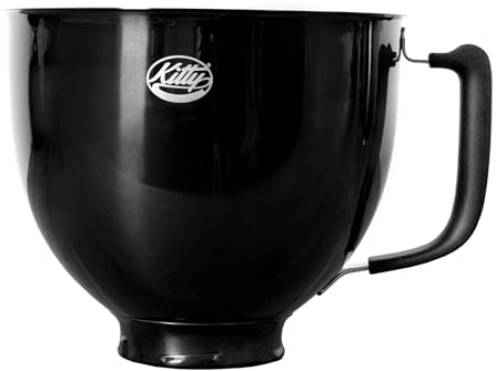 Kitty Professional Edelstahl Rührschüssel Super Bowl kompatibel mit Kitchen Aid 4,3 und 4,8 Liter mit Messskalen, spülmaschinenfest (Titan Black)