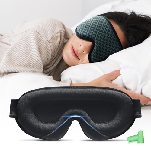 Sleep Mask,Eye Mask,100% Blackout 3D Eye Mask for Sleeping for Men and Women, Widened Side Design for SideSleepers,Super Soft Sleeping Mask with Comfortable Adjustable Strap,Suitable for Travel