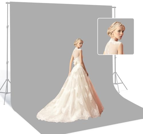 BEIYANG Hellgrauer 3 x 6 m großer Bildschirmhintergrund für Fotografie, Nicht reflektierender Grauer Fotohintergrund, Bildschirm für Portraitprodukte, Fotostudioaufnahmen, Requisiten