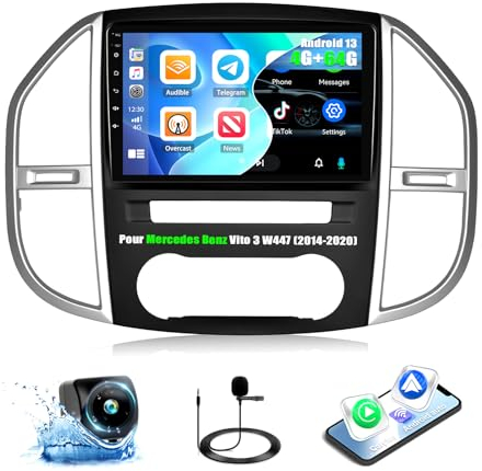 2G+64G CAMECHO Android 13 Autoradio für Mercedes Benz Vito 3 W447 (2014-2020) mit Navi Carplay Android Auto,10 Zoll Auto Radio Touch Display Bluetooth RDS/FM MirrorLink und USB+Rückfahrkamera