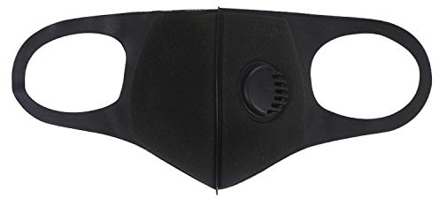 JewelryWe Gesichtsmaske Mundschutz mit Filter Ventil: Schwarz Atmungsaktive Mund und Nasenschutz mit Atemventil und Flexibel Bänder - Wiederverwendbar Waschbar Staubmaske