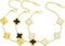 SQHYBAG 3-Pack 18K Gold Plated Clover Lucky Bracelet for Women |Adjustable Gold Four Leaf Flower Bracelet Trendy Jewelry Gifts for Women Teen Girls(Gold/White/Black), 5.31 x 2.12 x 0.67 inches,