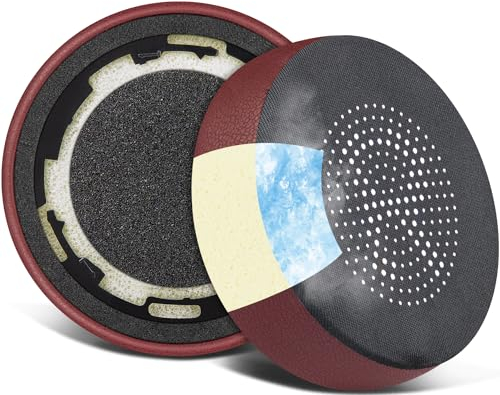 SOULWIT Cooling Gel Earpads Replacement for Jabra Evolve 75(75UC 75MS 75SE) Stereo Wireless Bluetooth Headset, Ear Pads Cushions with High-Density Noise Isolation Foam - Burgundy