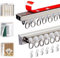 Rail de rideau autocollant - Tringle à rideau en aluminium pour plafond ou mur - Tringle à rideau sans perçage - Pour tringle à rideau coulissante, séparateur de pièce (blanc, 0,8 m)