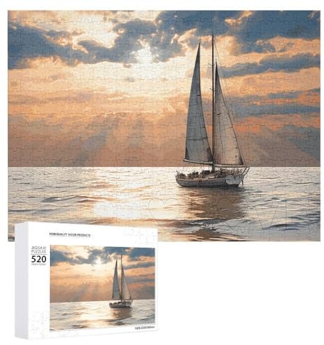 Wooden Puzzle Sailing Boat On The Sea Jigsaw Puzzles 520 PCS Personalized Picture Puzzle Family Decoration Puzzles for Adults Challenging Puzzle Family Wedding Graduation Present