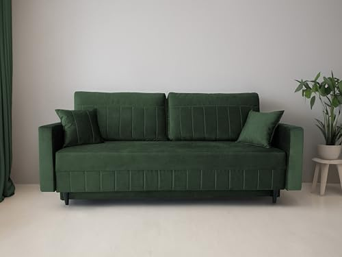 Generisch Moderne Schlafsofa Livio mit Bettkasten und Bonell-Federkern, ideal für Wohnzimmer oder Gästezimmer (DUNKELGRÜN - Kronos 14)
