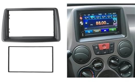 Autoradio Mascherina Telaio Adattatore nero Doppia fascia 2 Din/adatta for FIAT Panda (169) 2003-2012 Radio CD DVD Pannello stereo Montaggio su staffa Kit di rivestimento Cornice Piastra lunetta Tel