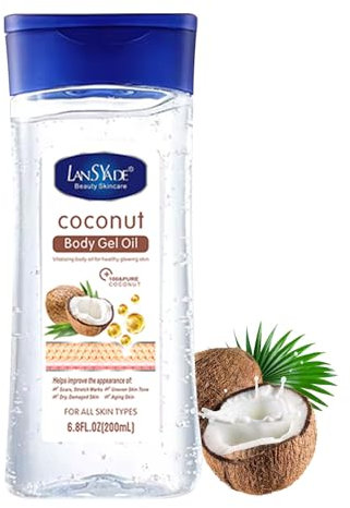 Coconut Body Oil for Women - Essential Oil for Body & Face - Natural Massage Body Oil for Dry Skin - Hydrating Body Oil - Easy Absorb Skin Oil for Skin, Face, Hair, Scalp, Nails, Scars (200ml)