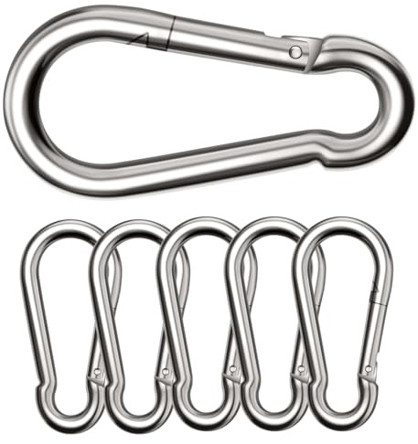 Boxcute 6 Stück Karabiner groß, Karabinerhaken 80x8mm bis 400kg belastbar | Aus legiertem Stahl, Karabiner mit Federhaken. für Fitnessgeräte, Rucksäcke, Camping, Wandern und weitere Einsätze mit Ösen.