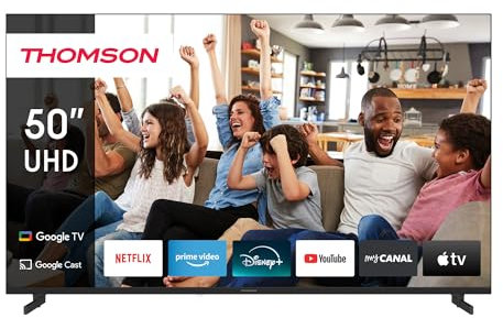 Thomson 50 Pollici (127cm) 4K Ultra HD Smart Google TV, Wi-Fi,Dolby Audio, HDR10, Bluetooth 5.1, Triple-Tuner (Cavo/Satellite/Antenna), HDMI, CI+, A+ Pannello - 50UG4S14