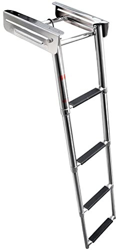 Scala telescopica per Barca a 4 gradini con Gradino Antiscivolo e Viti di Montaggio Scala in Acciaio Inossidabile per Barca/Yacht Nautico/Piscina