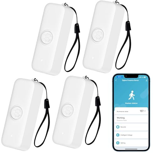 Capteur de Mouvement Smart, Capteur de Mouvement PIR WiFi pour Système d’Alarme, Détecteur de Mouvement Infrarouge avec Surveillance par App,Déclenchement de Lumières et de Scène,Compatible Alexa.4PCS
