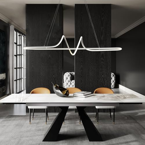 EMBRING Dimmbare LED Pendelleuchte Moderne Hängeleuchte mit Fernbedienung Pendellampe Linear Design Höhenverstellbar Led Kronleuchter Lampe für Esstisch Esszimmer Sekretariat Küche Leuchte