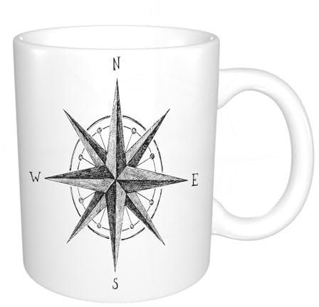 YFHJV Tazza in ceramica originale,11 once di tazze 330 ml,Antiscivolo, Bussola, Marinaio Disegnato a Mano Rosa dei venti c,tazza divertente - decora la tua tazza