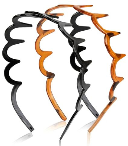Bandeaux Zig Zag En Forme De Dents De Requin, Peigne À Cheveux Bandeaux En Plastique De Forme Ondulée (Noir Style Imprimé Léopard)