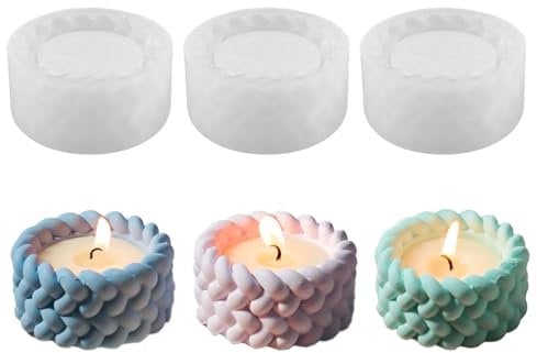 CutitiUU Pack of 3 Candle Holder Silicone Mould,Candle Moulds,DIY Drip Mould Twine Candle Holder Silicone Mold Aroma Candle Cups,Making Soap,Perfect for Home Decoration
