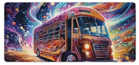 Gaming-Mauspad, groß, 40 x 90 cm, waschbar, Laptop-Schreibtischunterlage, Tastaturmatte, rutschfeste Schreibtischunterlage mit Gummiunterseite für MacBook, PC, Laptop, Büro, Farbe Art Bus