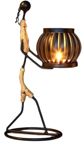 Eighosee African Ladies Candle Holder, African Women Iron Candle Holder, Home Bar Table Decoration B