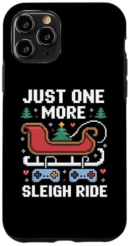 Just One More Sleigh Ride Pixel Retro Gamer Christmas Case for iPhone 11 Pro