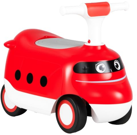 FANTASK Remolque en Locomotora, vehículo Infantil con bocina y Almacenamiento Debajo del Asiento, vehículo Deslizante, Coche de Deslizamiento para niños a Partir de 1 año, 50 x 25,5 x 40 cm (Rojo)