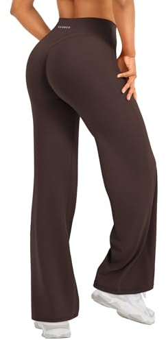 YEOREO Straight Leggings Damen Invisible Scrunch Hohe Taille Gym Pants No Front Seam Weitem Bein Yoga Hose Blickdicht Elastische Flared Leggings Soft Nahtlose Sport Schlaghose