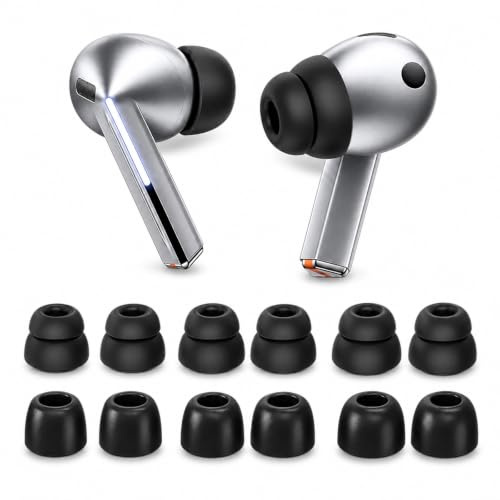 VZU 6 Paar Ohrstöpsel für Galaxy Buds 3 Pro, Silikon + Memory-Schaum-Material für Samsung Buds 3 Pro und Galaxy Buds4 Pro, Schwarz S/M/L mit Staubschutznetz (3 Paar Silikon und 3 Paar Memory-Schaum)