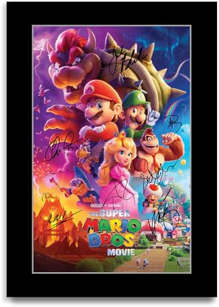 HWC Trading The Super Mario Bros. Movie Geschenke Geduckter Poster Signiertes Autogramm Foto für Fans von Film Memorabilien (ID-004039) - A4 Nur Druck