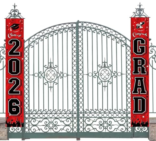Banner, Glückwunsch, Graduierung, rotes Schild, Partyzubehör, 180 x 30 cm – , Dekoration, Party, Graduierung | für Haus, Wand, Eingangstür, , Garten, Hof, Schule, Universität