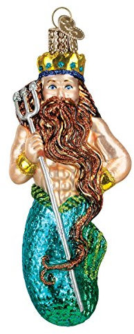 Old World Christmas Ornaments: Sea and Water Animals Glass Blown Ornaments for Christmas Tree, Neptune