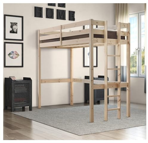 STRICTLY BEDS&BUNKS Limited Memphis High Sleeper Bunk Bed, Heavy Duty Solid Pine 2ft6 Small Single – Suitable for Adults