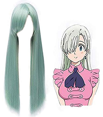 QITUN.Z The Seven Deadly Sins Elizabeth Liones Grüne Gerade Lange Frauen Cosplay Perücken