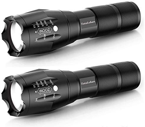 Linterna LED táctica de grado militar 5 Modo XML T6 3000 lúmenes, impermeable, paquete de 2, baterías incluidas