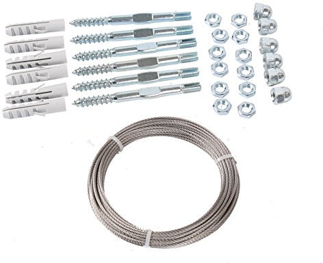 Rankhilfe Rankseilsystem Edelstahl mit Schrauben und 6 m Edelstahldraht