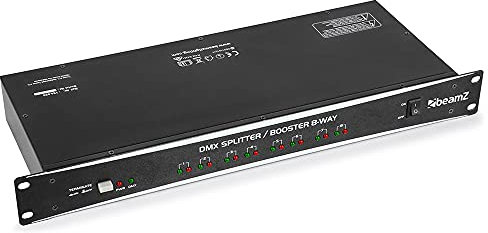 BeamZ Répartiteur DMX - Amplificateur DMX, Booster DMX 8 Sorties, Entrées et Sorties XLR 3 Pôles, Idéal pour Amplifier Le Signal DMX et Limiter Les Problèmes de Bouclages de Masse