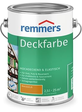 Remmers Deckfarbe maisgelb, 2,5 Liter, Deckfarbe für innen und außen, Wetterschutzfarbe viele Untergründe, hochdeckend, wetterfest