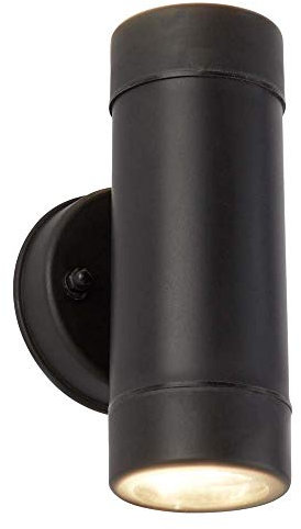 Searchlight 7592-2BK TwoLight LED Outdoor Cylindrical Coastal Wall Light in Black - Height: 160mm