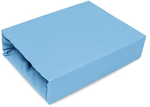 Best for Kids Spannbettlaken Spannbetttuch 100% Baumwolle Jersey in 22 Farben und 9 Größen (140x200, Hellblau)